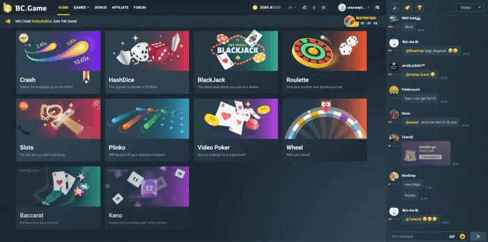 Explore various games like slots, plinko, video poker and more