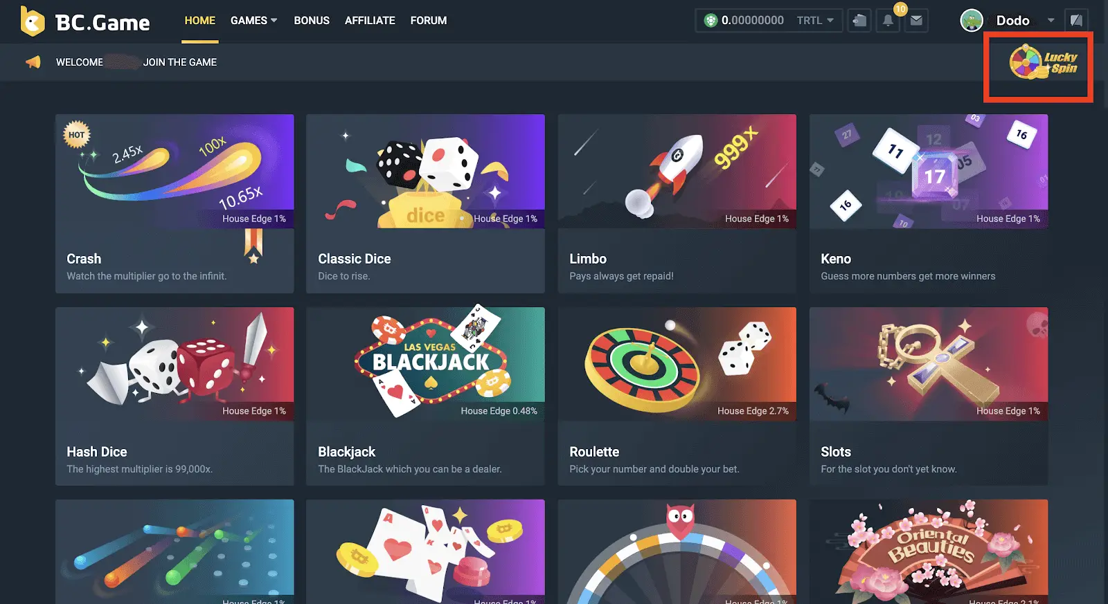 Various Games @BC.Game Casino
