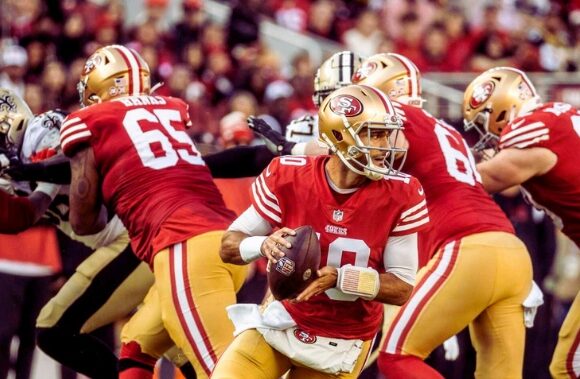 The San Francisco 49ers go through the NFL rules before contesting the preseason opener